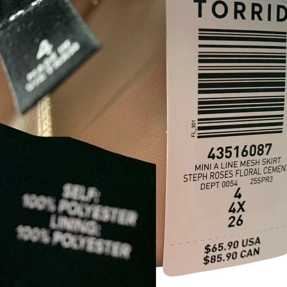 TORRID Mini A-Line Floral Mesh Pull-On Skirt NWT Size 4X - Picture 8 of 8